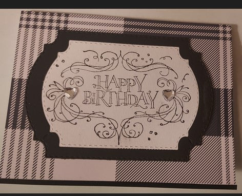 Happy Birthday-B/W Plaid